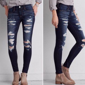 LAST CALL - AE 360 Degree Super Stretch Ripped & Distressed Denim Jeggings Jeans